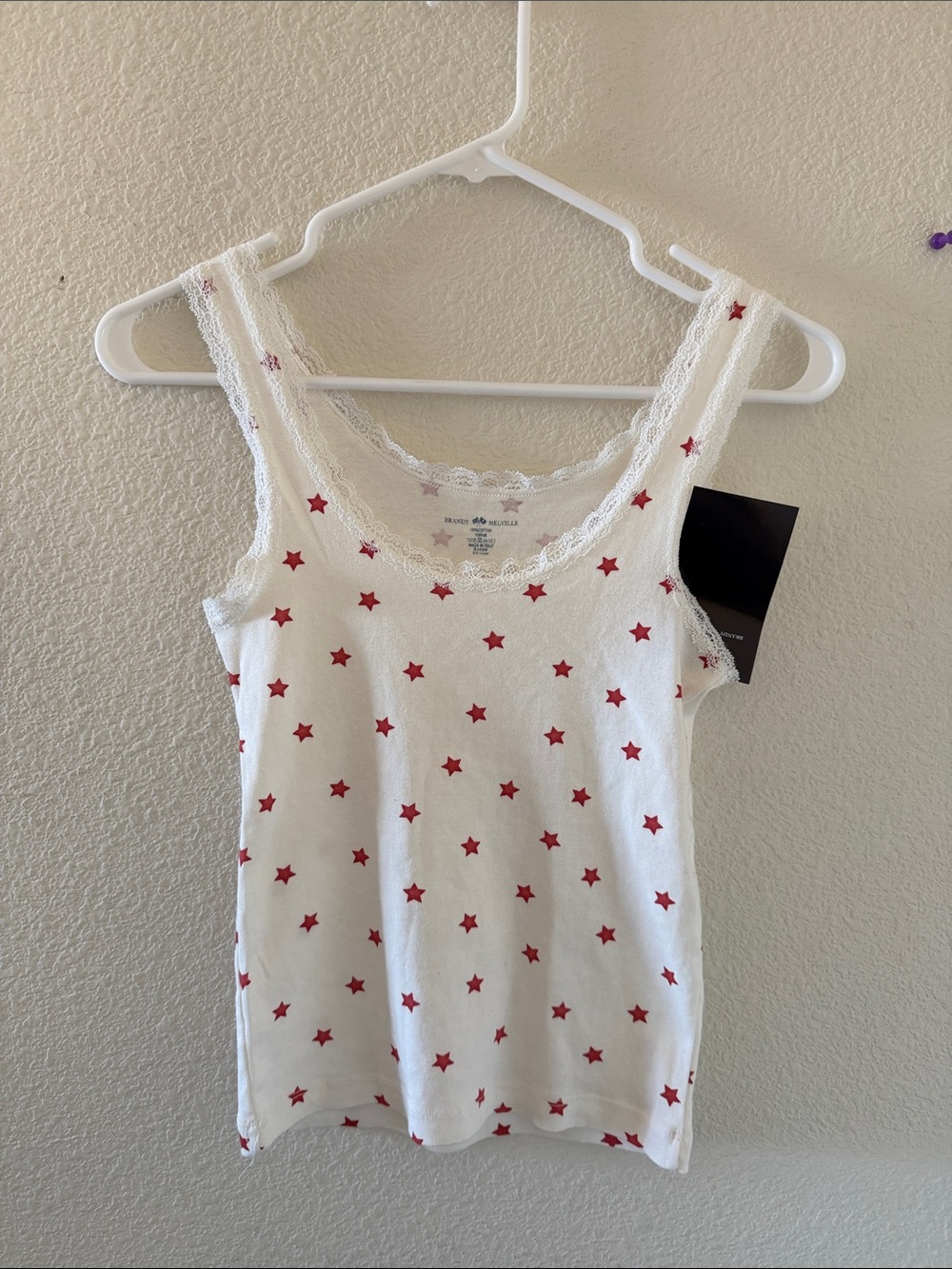 Brandy melville white Ronnie star lace tank top